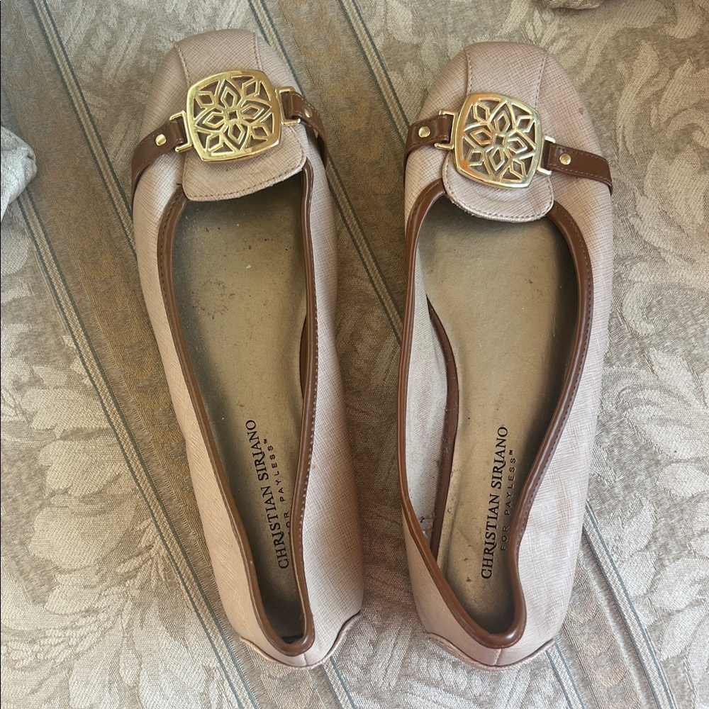 Christian Siriano Beige and Brown Loafers
